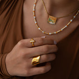 Gold Wide Wave Band Ring