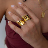 Gold Wide Wave Band Ring