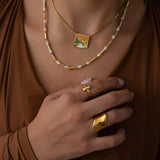 Gold Wide Wave Band Ring