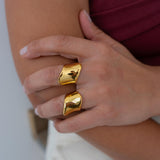 Gold Wide Wave Band Ring