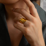 Gold Wide Wave Band Ring