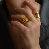 Gold Wide Wave Band Ring