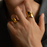 Gold Wide Wave Band Ring