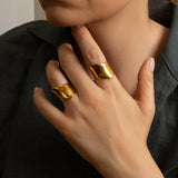 Gold Wide Wave Band Ring