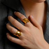 Gold Wide Wave Band Ring