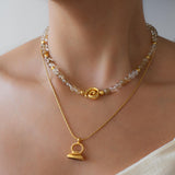 Gold Coil Beaded Necklace