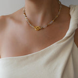 Gold Coil Beaded Necklace