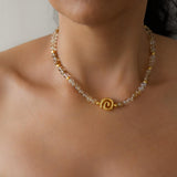 Gold Coil Beaded Necklace