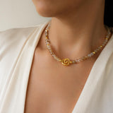 Gold Coil Beaded Necklace
