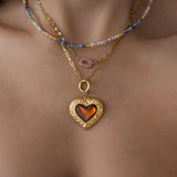 Interchangeable Gold Heart Necklace with Enamel Pendant