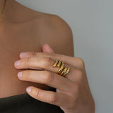 Gold Stainless Spiral Ring
