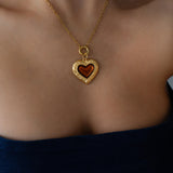 Interchangeable Gold Heart Necklace with Enamel Pendant