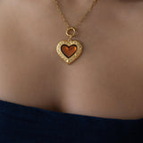 Interchangeable Gold Heart Necklace with Enamel Pendant