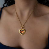 Interchangeable Gold Heart Necklace with Enamel Pendant