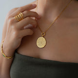 Gold Phaistos Coin Necklace
