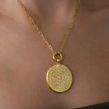 Gold Phaistos Coin Necklace
