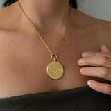 Gold Phaistos Coin Necklace