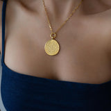 Gold Phaistos Coin Necklace