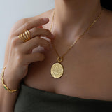 Gold Phaistos Coin Necklace