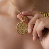 Gold Phaistos Coin Necklace