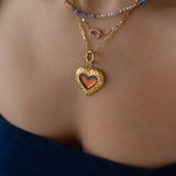Interchangeable Gold Heart Necklace with Enamel Pendant
