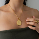 Gold Phaistos Coin Necklace