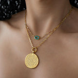 Gold Phaistos Coin Necklace