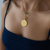 Gold Phaistos Coin Necklace