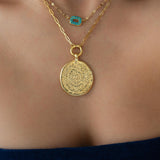 Gold Phaistos Coin Necklace