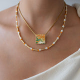 Colorful Agate and Pearl Beaded Necklace