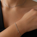 Ασημένιο Βραχιόλι Με Κυματιστή Snake Αλυσίδα