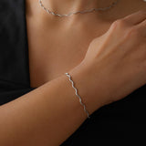 Ασημένιο Βραχιόλι Με Κυματιστή Snake Αλυσίδα