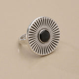 Ασημένιο Δαχτυλίδι Sunburst με Σμάλτο