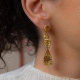 Κρεμαστά Σκουλαρίκια με Στριφτό Ορθογώνιο Σχέδιο