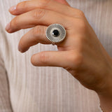 Ασημένιο Δαχτυλίδι Sunburst με Σμάλτο