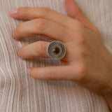 Ασημένιο Δαχτυλίδι Sunburst με Σμάλτο