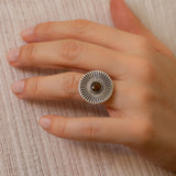 Ασημένιο Δαχτυλίδι Sunburst με Σμάλτο