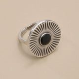 Ασημένιο Δαχτυλίδι Sunburst με Σμάλτο