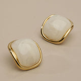 Καρφωτά Σκουλαρίκια με Καμπύλη Πέτρα από Χρυσό Ανοξείδωτο Ατσάλι