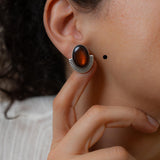 Silver Oval Enamel Stud Earrings