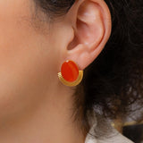 Χρυσά Οβάλ Σκουλαρίκια με Σμάλτο