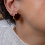 Χρυσά Οβάλ Σκουλαρίκια με Σμάλτο