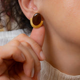 Χρυσά Οβάλ Σκουλαρίκια με Σμάλτο