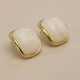 Καρφωτά Σκουλαρίκια με Καμπύλη Πέτρα από Χρυσό Ανοξείδωτο Ατσάλι