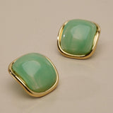 Καρφωτά Σκουλαρίκια με Καμπύλη Πέτρα από Χρυσό Ανοξείδωτο Ατσάλι