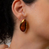 Χρυσά Οβάλ Καρφωτά Σκουλαρίκια