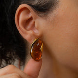 Χρυσά Οβάλ Καρφωτά Σκουλαρίκια