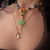 Χρυσό Κολιέ με Κοχύλια και Πράσινη Καρδιά