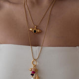 Χρυσό Κολιέ με Κρεμαστό Βαρελάκι και Σμάλτο