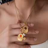 Χρυσό Κολιέ με Ακτινωτά Στοιχεία, Σμάλτο και Πέρλα